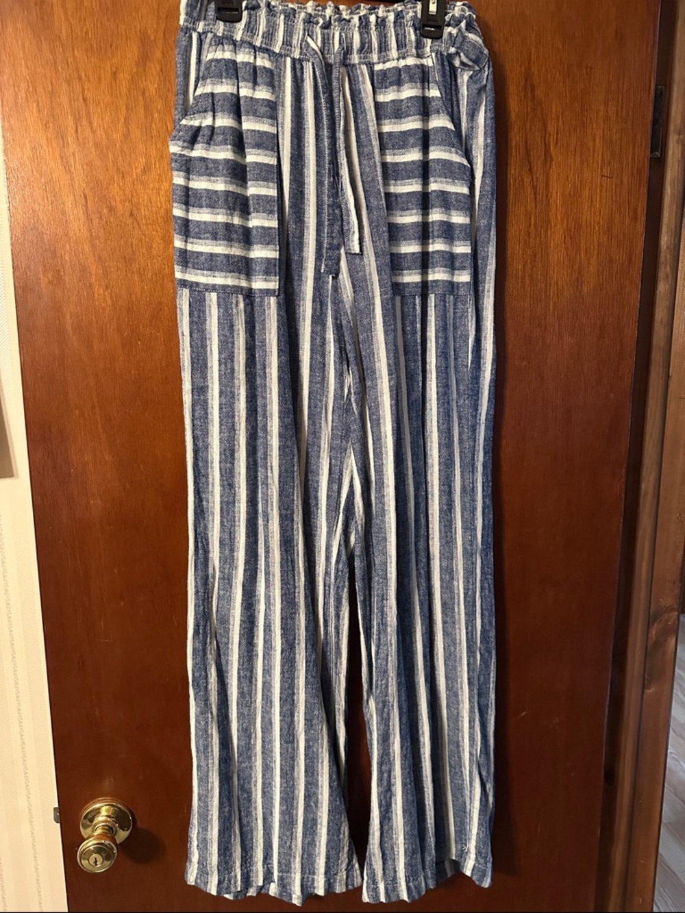 SO Blue and White Striped Wide-Leg Pants